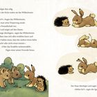 Ein Hase, Igel und Wildschwein sprechen über Freundschaft im Wald. Illustrationen zeigen die Tiere in mehreren Szenen.