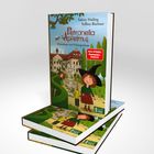 „Petronella Apfelmus: Flüsterhaus und Schlangenhaar“, Autorin: Sabine Städing. Illustration: Mädchen mit Hexenhut vor einem Herrenhaus.