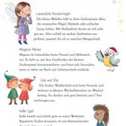 "Wer wohnt alles im Murmelbachwald?" Oben ist eine Fee mit Flügeln, ein Vogel, zwei Wichtel und ein Igel abgebildet.