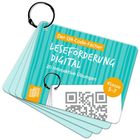 Text: „Der QR-Code-Fächer, Leseförderung Digital, 20 interaktive Übungen, Klasse 5-7.“ Darstellung eines Fächers mit QR-Code.