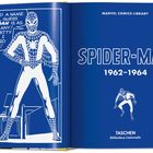 Links: „I’LL NEED A NAME... SPIDERMAN... LOOKS PRETTY GOOD...“; Rechts: „SPIDER-MAN 1962–1964“. Zeichnung von Spider-Man.