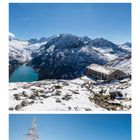 01 02 03 Fotos von Alpengipfeln und schneebedeckten Landschaften, kalendarisch angeordnet für den Monat Januar.