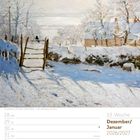 53. Woche, Dezember/Januar 2026/2027. Kalender mit Gemälde; winterliche Landschaft, schneebedeckt mit Bäumen und Häusern.