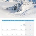 Kalendarblatt für Januar 2027, darunter verschneite Berglandschaft mit blauem Himmel. Feiertage wie Heilige Drei Könige.