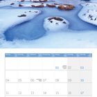 Kalender für Januar 2027; Foto von schneebedeckten Bergen und gefrorenem See mit blauem Himmel im Hintergrund.