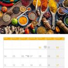 Kalender Januar 2027. Bunte Gewürze und Kräuter, wie Chilis und Kurkuma, sind kunstvoll arrangiert.