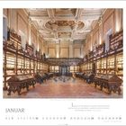 Text: "Lesen Sie die Meister mit großer Aufmerksamkeit, nicht um sich zu unterhalten, sondern um sich von ihnen durchdringen zu lassen."

Eine prächtige Bibliothek mit hohen Bücherregalen, historischem Dekor und kunstvollem Deckengemälde. Unten steht "JANUAR".