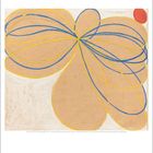 "Kunst der Gegenwart", Januar Kalenderblatt, mit abstrakten Formen und Linien in Blau und Gelb, roter Kreis rechts oben.