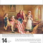 14. Juni 1777: Kontinentalkongress bestimmt Sternenbanner als Flagge der USA. Illustration von Betsy Ross beim Nähen.