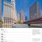 Mai, 21. Woche, Zwillinge 21.5.–20.6. Wrigley Building links, Tribune Tower Mitte, Chicago. Zitat von Lucius Annaeus Seneca.