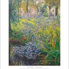 Zitat: "Dort [in Afsnee] hatte sie [de Weert] ihr Atelier, umgeben von einem Garten voller Blumen." Illustration: Blühender Garten.