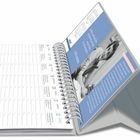 Wochenkalender mit einer Fotografie auf der rechten Seite, daneben einige Zitate und ein Abschnitt mit Terminen links.