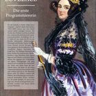 ADA LOVELACE: Die erste Programmiererin. Kalenderdaten: 28. Dezember bis 3. Januar. Illustration einer elegant gekleideten Frau.