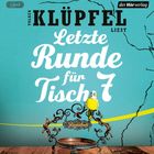 Text: "Letzte Runde für Tisch 7". Ein Wellensittich sitzt auf einem kunstvollen Stammtisch-Schild vor blauem Hintergrund.