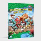 „Stickerbuch zum Film“, „Mit vielen Rätseln, Malbildern und Stickern!“. Fröhliche Hunde und Dinosaurier in bunter Landschaft.