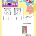 "Mit den Freunden lernen" steht in einem geschwungenen, bunten Schriftzug. Eine Illustration zeigt fröhliche Tiere im Klassenzimmer.