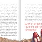 SAGEN SIE, WIE HABEN SIE EIGENTLICH IHRE ESSAYS GESCHRIEBEN? Illustration: Rote Schuhe und Kieselsteine. Fließtext links.