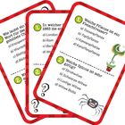 Quizkarten mit Fragen: "Welche Pflanze ist ein Fleischfresser?" und "Welche Spinne ist sehr giftig?" in roter Umrandung.