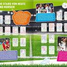 **Deutsche Stars von heute und morgen.** Texte über erfolgreiche Fußballspielerinnen, Spielfotos, und dekorative Elemente.