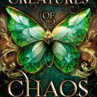 Text: "JULIE HALL CREATURES OF CHAOS one". Ein smaragdfarbener Schmetterling mit goldenen Akzenten, umgeben von verzierten Mustern.