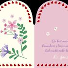 Karte mit herzförmiger Umrandung und Blumen. Text: "Du bist mein ganz besonderer Herzensmensch..."