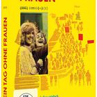 "Ein Tag ohne Frauen", gelber Hintergrund, FSK 0 Logo, zwei lachende Frauen, Text über Frauen, rote und schwarze Schrift.