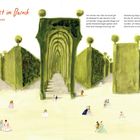 Gartenkunst im Barock. Villa Arconti, Italien. Eine barocke Gartenansicht mit eleganten Menschen in historischer Kleidung.