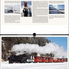 "Winter im Zillertal" zeigt eine Dampflok in schneebedeckter Landschaft, roter Zug, Dampfwolken, Kalenderseite mit Datum.