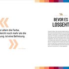 Links ein Zitat von Henri Matisse über Farbe als Befreiung; rechts ein Text über italienische Straßen und Malen nach Zahlen.