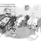 "I‏ch möchte dir eine Geschichte erzählen. Die schrecklichste Geschichte aller Zeiten." Eine Person zeichnet an einem Tisch.