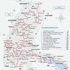 Tourenübersicht: 1. Von Kloster zu Kloster, 2. Baden in Baden, bis 12. Frau Doth und den Zeppelinen; Karte mit Routen.