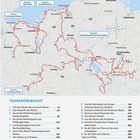 "TOURENÜBERSICHT" mit 16 nummerierten Touren und zugehörigen Seitenzahlen. Eine detaillierte Landkarte. 