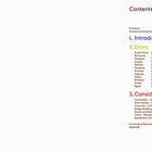 Inhaltsverzeichnis mit drei Abschnitten: Introduction, Diary, Considerations. Enthält Daten und Seitenzahlen zu Länderkapiteln.