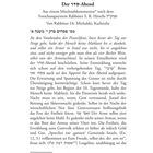 Text oben: "Zur Einführung Der סדר-Abend". Darunter folgt ein ausführlicher Text auf Deutsch und Hebräisch zu den Bräuchen des Abends.