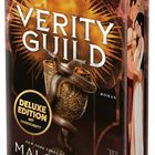 "Verity Guild", "DEluxe Edition mit Farbschnitt", "Roman", "Mai Corland". Illustration von einem Kelch mit Schlange und Paar.