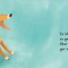 "Es ist Zeit, schlafen zu gehen. Aber Otto ist noch gar nicht müde." Illustration eines gähnenden Hundes.