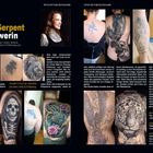 "Black Serpent in Schwerin" und "Gerade Cover-Ups erfordern ein hohes Maß an Erfahrung." Verschiedene Tattoo-Bilder gezeigt.