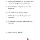 Texte erwähnen Venedig. Unten sind Symbole: Palme, Pyramide, Freiheitsstatue und Windmühle.