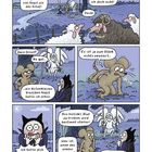 Comic mit sechs Panels. Figuren sprechen über Angst, ein zentrales Schaf, eine weiße Figur schaukelt, andere sind besorgt.
