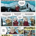 Comicseite mit Figuren in einer eisigen Landschaft. Dialog über falsche Spuren und Suche. Klang "RRIIINNGG!".