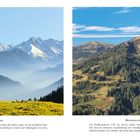 Links: "Ofterschwanger Horn", Text über Herbstnebel und Allgäuer Hauptkamm. Rechts: "Riedbergerhorn und Riedbergpass", Text über Aussicht.