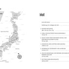 Links eine Karte Japans, rechts ein Inhaltsverzeichnis mit Kapiteln über verschiedene historische Epochen Japans.