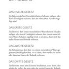Text: Grundregeln der Robotik; Nulltes bis drittes Gesetz über Roboterverhalten zum Schutz der Menschheit und Gehorsam.
