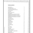 Text: "Fit für die Schulzeit!" und "Inhaltsverzeichnis". Liste mit Themen und Seitennummern. Rahmen mit Zickzack-Muster.