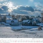 Wuppertal - Hofschaft Huckenbach in Ronsdorf. Januar 2027, Kalender. Winterlandschaft mit Schnee und Fachwerkhäusern.