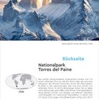 Vorderseite: 7. Januar, Donnerstag. Nationalpark Torres del Paine, Chile. Rückseite: Nationalpark Torres del Paine. Karte von Chile.