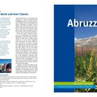 Links: "Unterwegs mit Sabine Becht und Sven Talaron", Text über Reisen in Italien. Rechts: "Abruzzen", Foto mit Berg und Blumen.