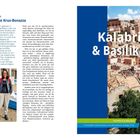 Text: "Unterwegs mit Annette Krus-Bonazza... Kalabrien & Basilikata... Annette Krus-Bonazza". Links Text über Autorin, rechts Buchcover mit Stadtbild.