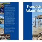 Text links: Willkommen an der Französischen Atlantikküste! 
Text rechts: Französische Atlantikküste. 
Bilder: Landschaft, Strandhütte.