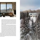 Texte: Résidence du Rang Sainte-Mathilde, Jérôme Lapierre Architecte, Charlevoix, Quebec. Bild zeigt modernes Haus im Wald mit Winterlandschaft.